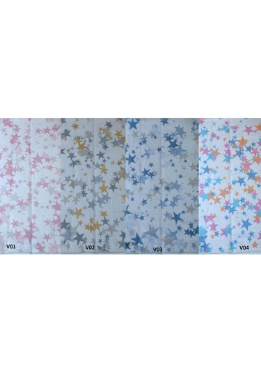 Caserta Home Star 4 Renkli Yıldızlı Çocuk Odası Tül Perde