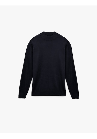 Koton Uzun Kollu Regular Fit Dik Yaka Basic Triko Kazak Lacivert 6wam70003ht Lacivert