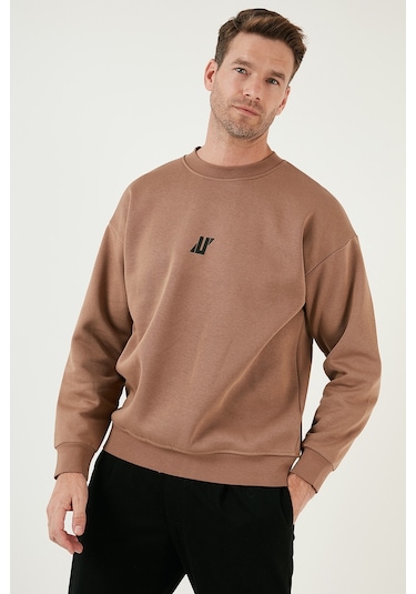 Buratti Regular Fit Bisiklet Yaka Pamuklu Içi Tüylü Yumuşak Şardonlu Erkek Sweat 5905405 Sütlü Kahve