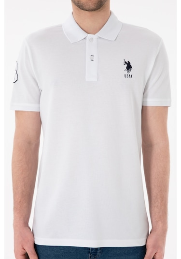 U.S. Polo Assn. Erkek Slim Fit Polo Yaka Beyaz Basic Tişört 50305929-VR013