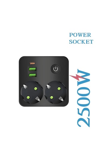 Xuweiwei Siyah Ql 86u 5 Eu Prizli Güç Şeridi Çoklu Seviyeli Adaptör Masaüstü Duvar Adaptörü Yatak Mutfak Oturma Odası