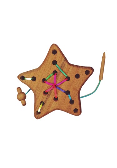İp Geçirme Örme Oyunu Ahşap Yıldız