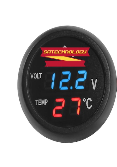 Araç Voltmetre Termometre Usb 3in 1 Mavi-kırmızı