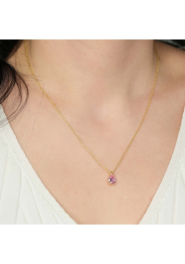 Kunzit Taşlı Gümüş Kolye Gm19