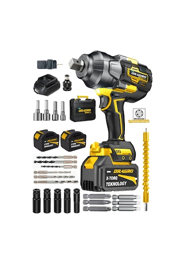 Dragro DRG-1400 Profesyonel S 1400 NM Kademeli Yüksek Torklu Somun Bijon Sökme Matkap Akülü Vidalama Kömürsüz Motor