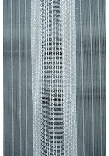 Tül Perde Thor Çizgili Kalın Burgu 3kat Pileli Tül Perde Beyaz Burgu Çizgi