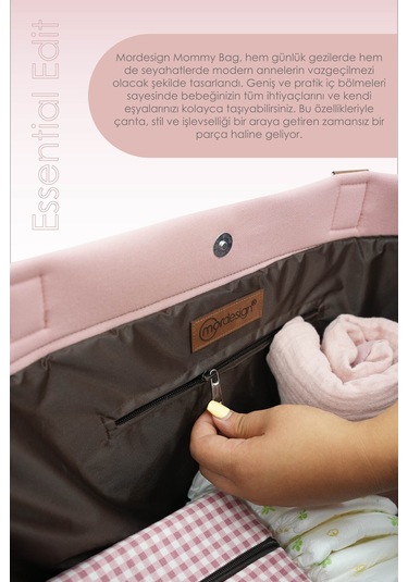 Panama Bag,anne Bebek Bakım Çantası,mommy Bag,cüzdan Hediyeli, Xl Büyük Boy, Essential Edit Serisi Pudra