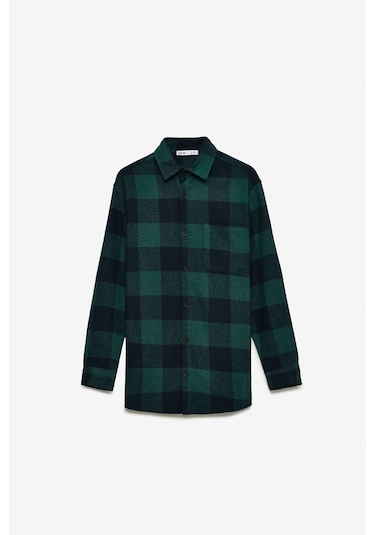 Wıldy  Erkek Pamuk-polyester Gömlek Yaka Relaxed Oduncu Yeşil Gömlek