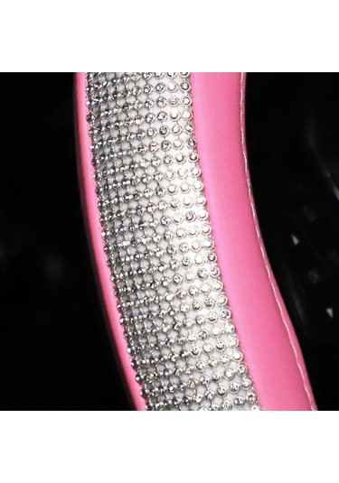 1 Elmas-encrusted Flaş Blingblingpu Deri Döngü Araba Direksiyon Kılıfı Uyar Black Black