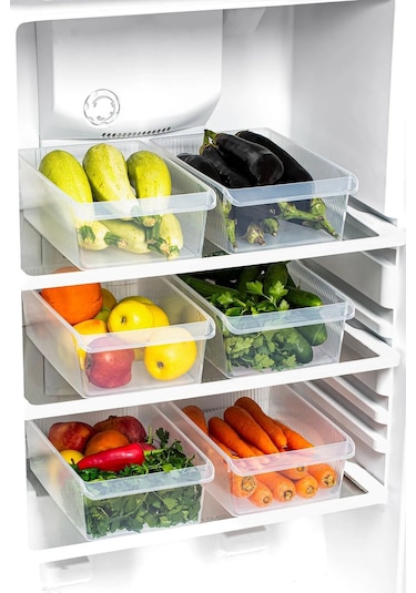 2'li 6 Litre Dolap İçi Ve Buzdolabı İçi Düzenleyici Banyo Mutfak Organizeri 20x32x7 Cm Şeffaf Beyaz