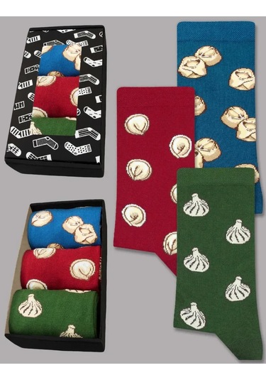 Kingkit Baskılı Ve Desenli Komik Çoraplar 3 Çiftlik Set 12197473 Mavi