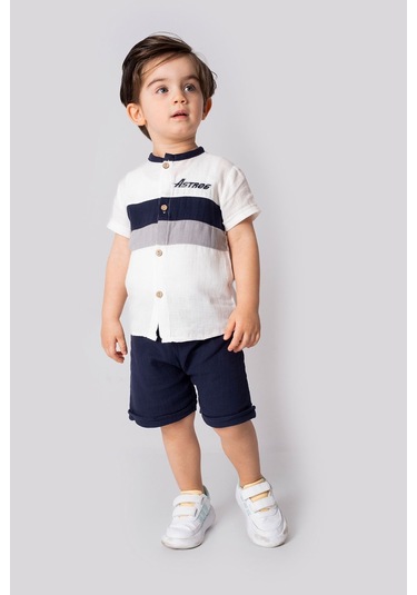 Marvello 12-18 Aylık Erkek Çocuk Garnili Kısa Kollu Takım %100 Pamuklu Yazlık Alt Üst Takım Çok Renkli