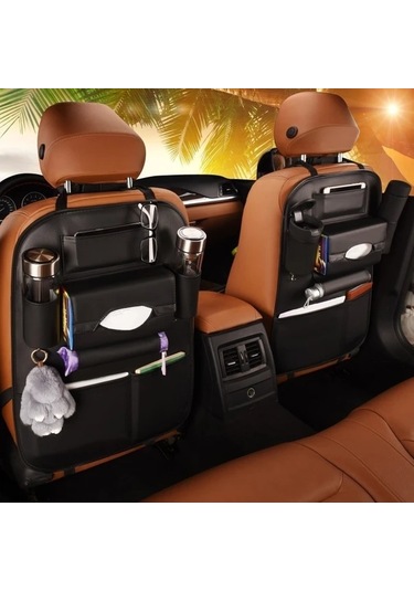 Chuangyinshop Coffee 1 - 1 Adet Araç Kolçak Düzenleyici, Çok Cepli Kahve Tutuculu Dayanıklı Pu Saklama Çantası