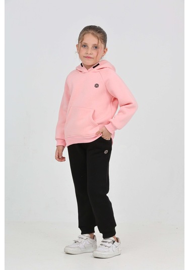Toontoy Kız Çocuk Garni Nakışlı Eşofman Takım Pembe