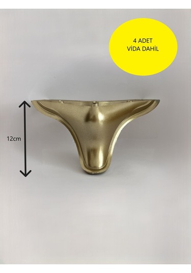 Homdep Kanepe Koltuk Tv Ünitesi Konsol Yükseltme Delta Model Plastik Ayak 12 Cm Gold - 4 Adet - Gold