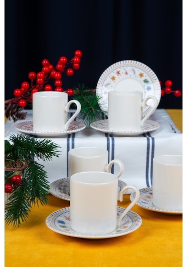 Dalya 12 Parça 6 Kişilik Porselen Kahve Fincan Takımı