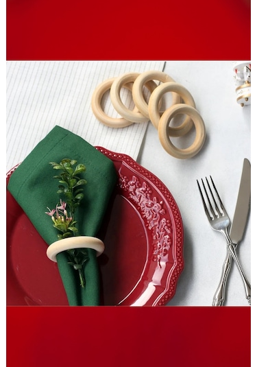 6 Adet Masif Peçete Halkası - Naturel Peçete Yüzüğü - Kırılmaz