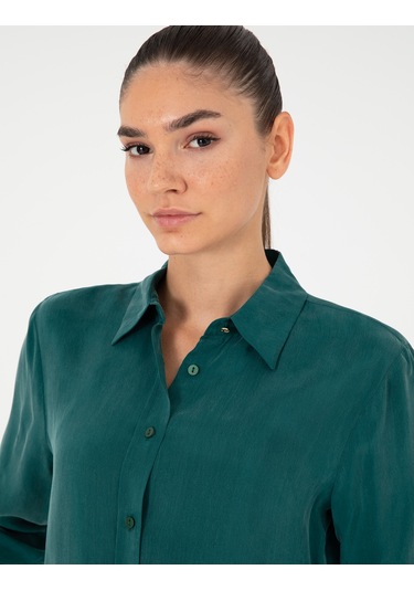 Pierre Cardin Kadın Koyu Yeşil Gömlek Desenli 50292279-vr079 Koyu Yeşil