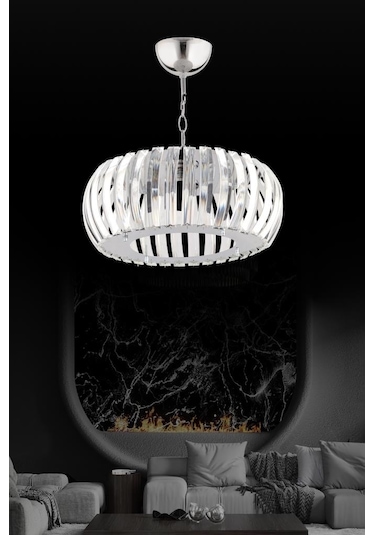 İstanbul Avize Venüs Sarkıt Gümüş 22 Cm Tesisatlı Kristal Taşlı Avize Gümüş