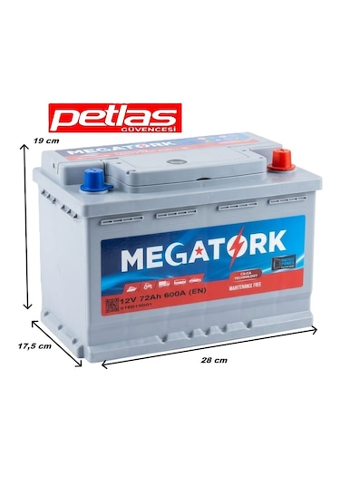 Megatork 12v 72ah 600a Standart Akü