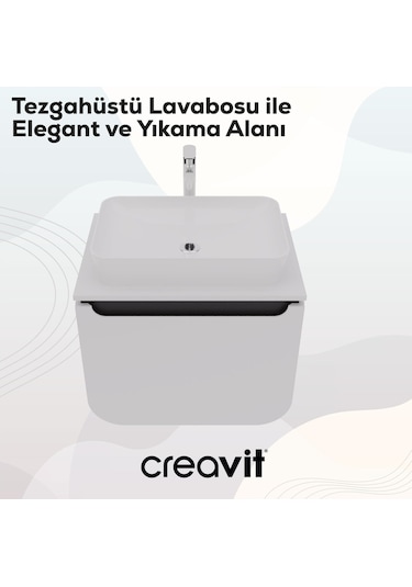 Creavit Pion Plus Lavabo Dolabı 70 Cm Mat Beyaz - Antrasit Mat Beyaz
