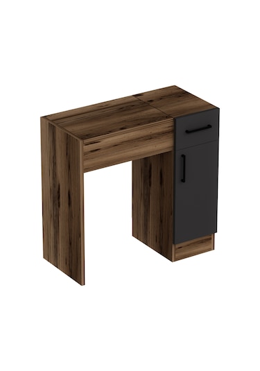 Arnetti İnci Ceviz Antrasit Aynalı Makyaj Masası – Çekmeceli, Dolaplı & Şık Tasarım