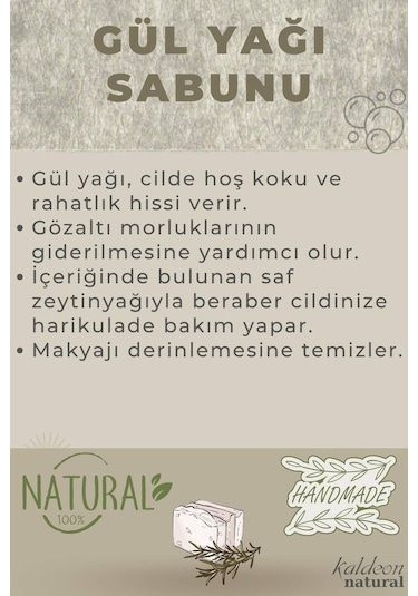 Gül Yağı Sabunu El Yapımı Doğal 120 G x 3 Adet