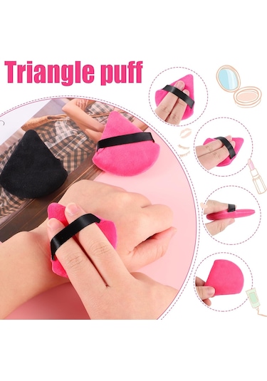 12 Adet Üçgen Pudra Puf, Yüz İçin Yumuşak Makyaj Puf, Gevşek Pudra Ve Kozmetik Fondöten İçin Güzellik Süngeri, Sabitleyici Pudra Puf Blender Makyaj Aleti Siyah, Gül Kırmızısı