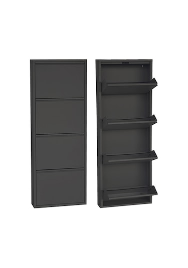 4'lü Metal Ayakkabılık - Siyah 4'lü Metal Ayakkabılık - Siyah