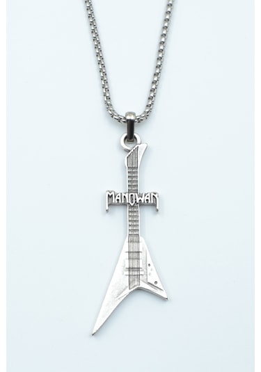 Manowar Elektro Gitar Örme Zincir Kolye Gümüş