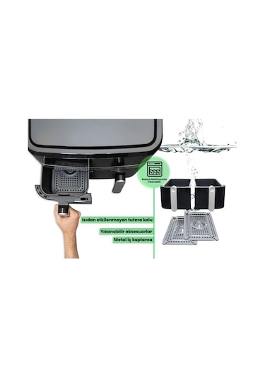 Wiami Airfryer KDF-5599DT 9L Dual Basket Yağsız Fritöz