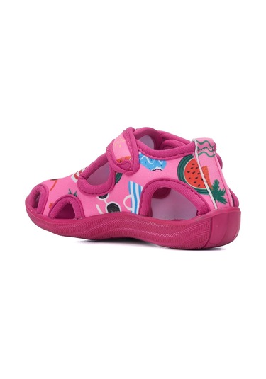 Günlük Unisex Çocuk Aqua Sandalet Esnek Kaymaz Taban Cırtlı Yazlık Deniz Kreş Ayakkabı 141 Fuşya Karpuz