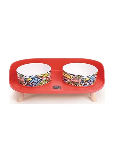 M-pets Altitude Urban Style Standlı İkili Kedi Ve Köpek Mama Ve Su Kabı Kırmızı 450 Ml 244-51026.01