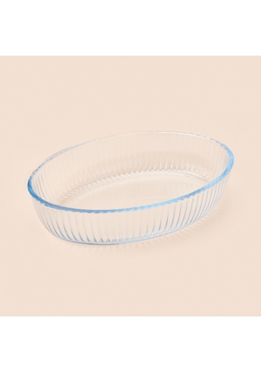 Twin Oval Cam Fırın Kabı - Şeffaf - 25x17 Cm Şeffaf