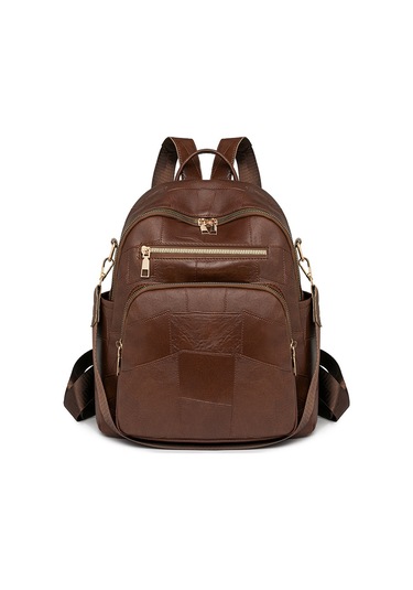 Sırt Çantası Kadınlar İçin Yeni Stil Şık Çok Yönlü Sırt Çantası Hafif Pu Bayan Omuz Çantası Basit Büyük Kapasiteli Sırt Çantası Kahverengi Ana Resim Rengi Diğer