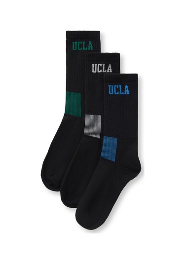 Luke 3'lü Siyah Ve Karışık Uzun Jakarlı Standard Fit Unisex Çorap Siyah