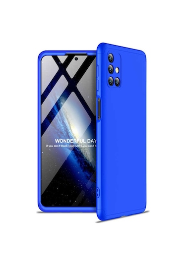 Kilifone - Samsung Uyumlu Galaxy M31s - Kılıf 3 Parçalı Parmak İzi Yapmayan Sert Ays Kapak - Mavi