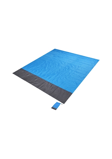 Lemestar Müçir Kullanimlı Dış Mekan Battaniyesi - Su Ve Yırtılmaya Dayanıklı, Çadır Battaniyesi/ Güneşlik, 2x2.1m Mavi-gri, Taşıma Çantası Ve 4 Tırnaklı Çok Renkli