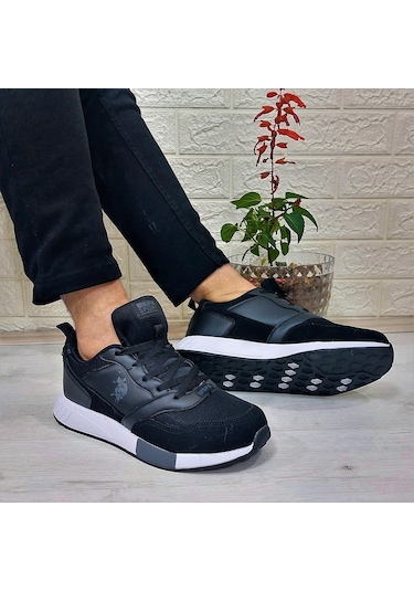 U.s.polo Janko Siyah Faylon Hafif Taban Erkek Spor Ayakkabı Siyah