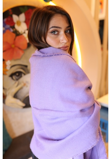 Yumuşak Dokulu Kalın Düz Atkı Omuz Şalı 70x180 CM 1206 Lila