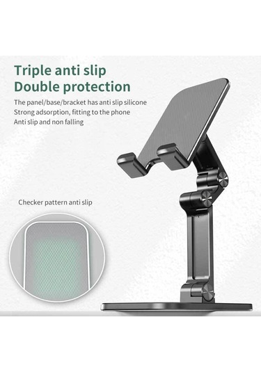 Maiyame Yeşil Plastik-alloy Masaüstü Tutucu, 7.9 İnç Telefon Ve Tablet İçin Katlanabilir, Yükseklik-açı Ayarlanabilir, Dikey-yatay Kullanıma Uygun, Silikon Koruma, Şarj Kablunu Engellemez