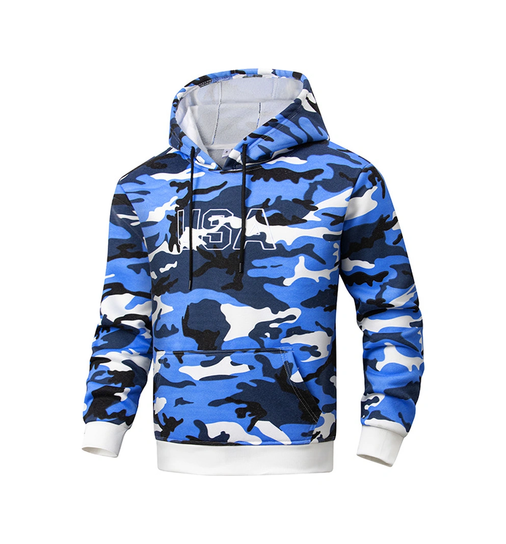 Kamuflaj İşlemeli Kapüşonlu Sweatshirt Erkek Kapüşonlu Erkek Sonbahar Ve Kış Sweatshirt Ceketi Gri