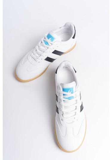 Garantili D30004 Günlük Ortopedik Kadın Sneaker Spor Ayakkabı Beyaz-siyah