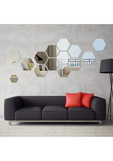 Gümüş Esnek Yansıtıcı Altıgen Ayna Levhalar Kendinden Yapışkanlı Ayna Fayansları Cam Olmayan Ayna Etiketi Type 2 Gümüş