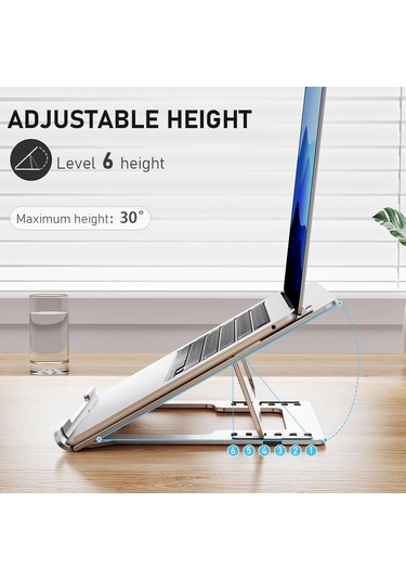 D24-3 Alüminyum Alaşımlı Dizüstü Bilgisayar Soğutma Standı Katlanabilir Masaüstü Yüksekliği Ayarlanabilir Dizüstü Bilgisayar Braketi - Gri