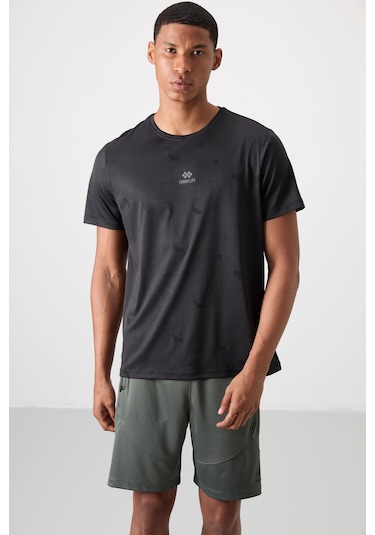 Tommy Life Siyah Polyester Jakarlı İnce Esnek Standart Fit Erkek T-shirt - 88397 001