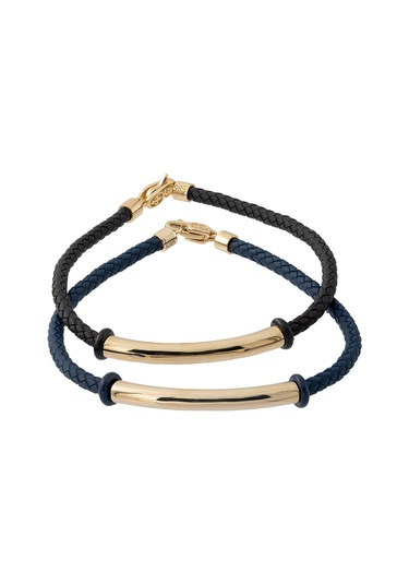 Cenova Kuyumculuk 14 Ayar Altın Lacivert Örme Kauçuk Erkek Bilekliği Lacivert