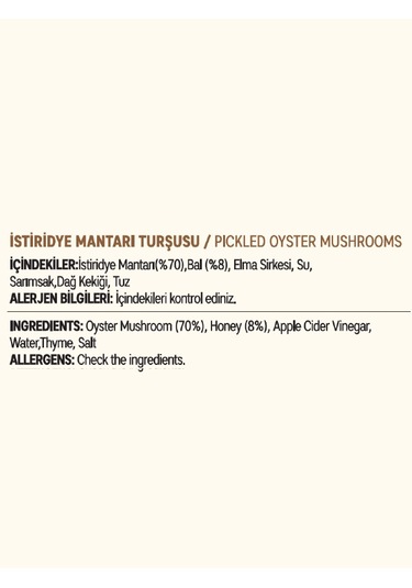 İstiridye Mantarı Turşusu 3 X 210 G