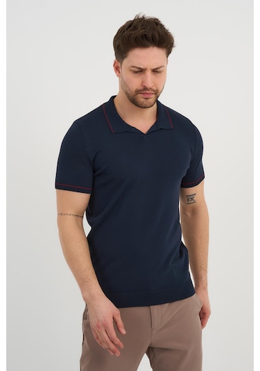 Alexander Gardi Alexandergardı Resort Yaka Triko T-shirt Lacivert