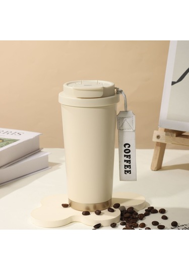 Net Kırmızı Yüksek Değerli Erkekler Ve Kadınlar Soğuk Kahve Fincanı Açık Araba Paslanmaz Çelik Çift İçecek Termos Fincan Hediye Çift İçecek Kahve Fincanı 500ml Işık Sürümü Beyaz